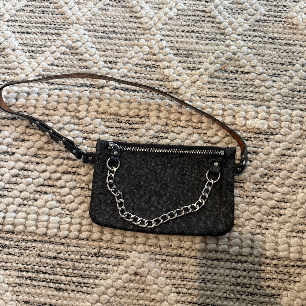 Michael Kors Black Crossbody with Silver Chain Accent